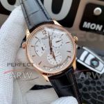 Perfect Replica Jaeger LeCoultre Master Geographic 1422521 White Face Rose Gold Case 42mm Watch